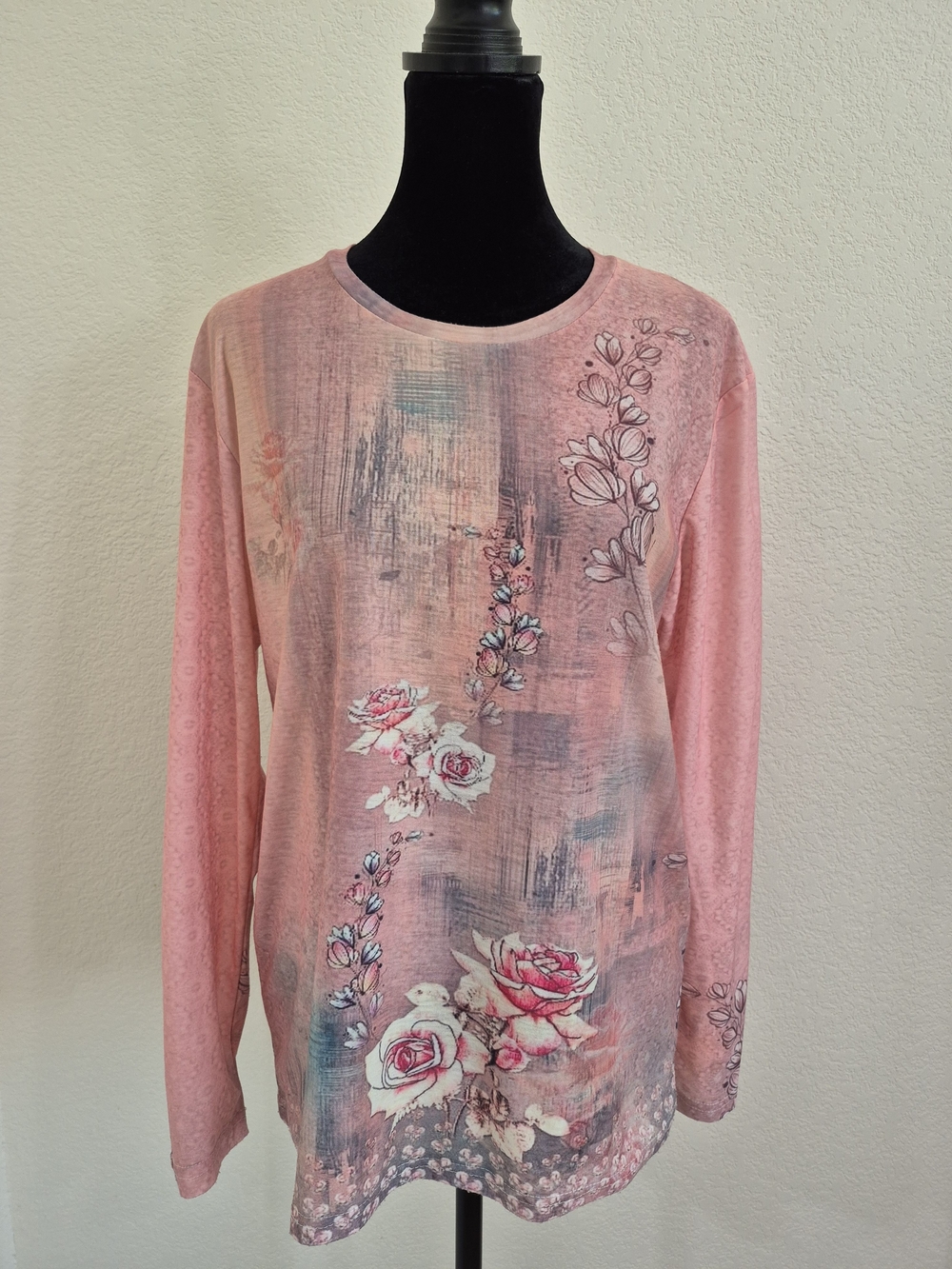Women's Pink Floral Long Sleeve Top